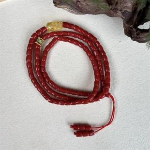 天然科西卡珊瑚手链手串4.5mm有机宝石阿卡沙丁牛血红科西嘉速