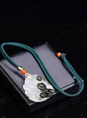 天然绿幽灵俏色九尾狐狸吊坠 毛衣项链尺寸49*40*18mm重38.8克ss0