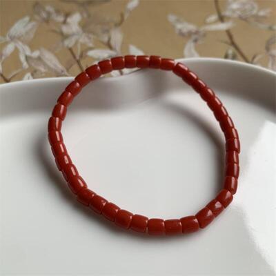 天然深牛血红珊瑚直切手串手链4mm原色阿卡沙丁深海红科西嘉颂