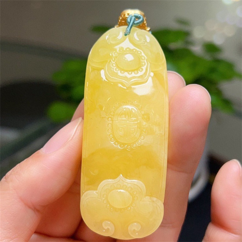 天然俄料原矿蜜蜡如意吊坠项链搭配天然蜜蜡链无优化无烤色琥珀
