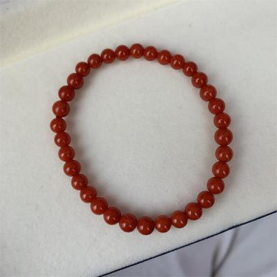 天然红珊瑚圆珠手串手链5.3/6mm牛血红阿卡沙丁深海红科西嘉颂
