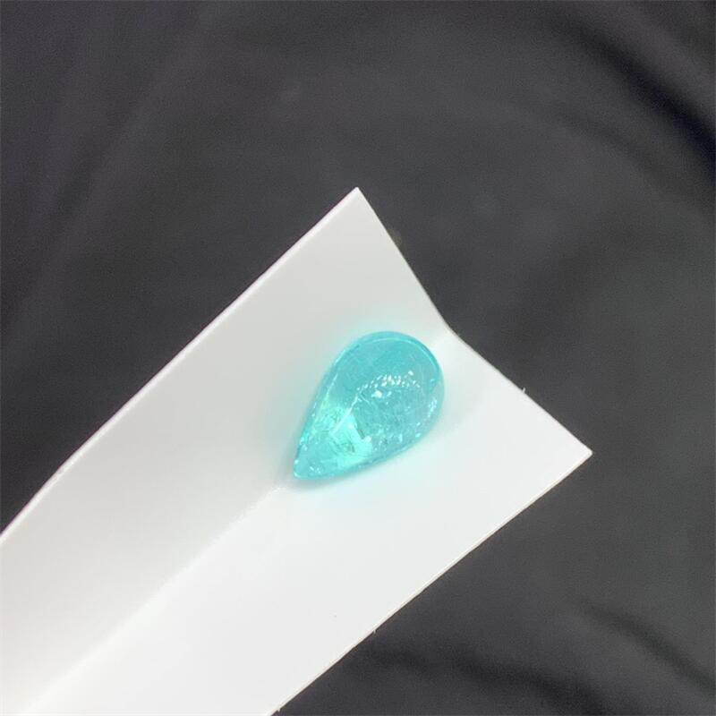 天然帕拉伊巴虹蓝水滴火彩好1.52ct吉尔德证书镶嵌裸石耳钉戒指悠