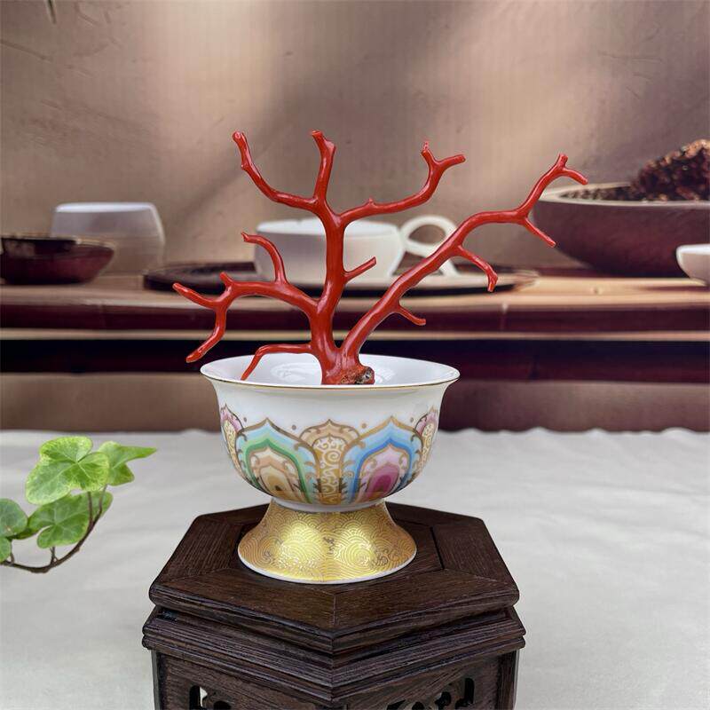 天然科西卡黑牛血红珊瑚树摆件23.1克有机宝石阿卡沙丁科西嘉