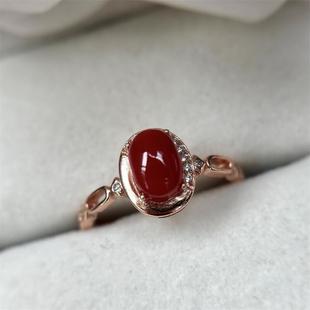 天然日本阿卡珊瑚银戒指5x7.2mm原色有机宝石沙丁牛血红科西嘉速