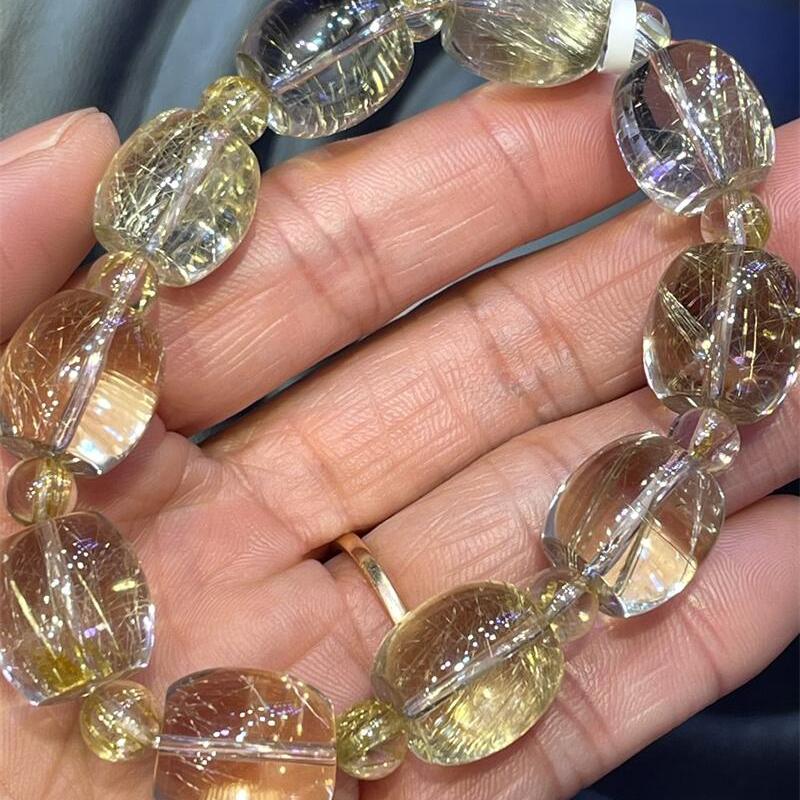 巴西天然水晶金发晶桶珠转运珠手链手串晶体干净重56.2克礼物速