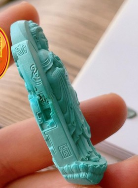 天然湖北原矿绿松石如来佛吊坠高瓷规格52.5*29.5*12mm重24.14克j