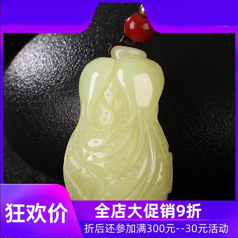 新疆若羌黄口料白菜吊坠男女项链天然和田玉黄玉遇百财玉坠mzr