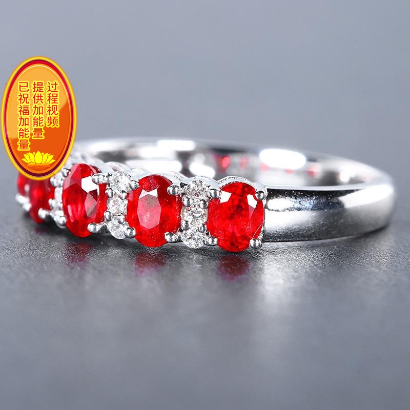 珠宝总计1.27克拉天然红宝石戒指款女 18K金镶嵌钻石彩宝定制shc