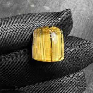 天然水晶金发晶巴西板钛晶猫眼方戒面锁骨链吊坠项链2.4g原矿邮