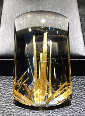 天然巴西水晶钛晶无事牌项链吊坠68.7克金发晶板钛猫眼原矿礼物速