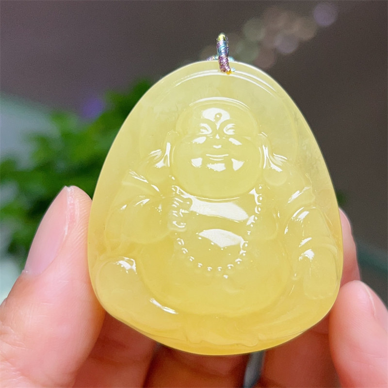 天然俄料原矿蜜蜡佛公吊坠项链搭配天然蜜蜡链无优化无烤色琥珀