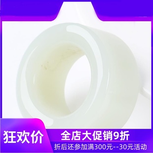 和田玉青白玉扳指男款素面指环天然玉石内径22mm含证书dcl