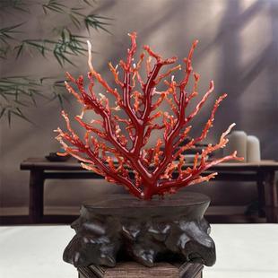 天然阿卡赤血红珊瑚树摆件深海红日本拼接枝型火树银花80.4克颂