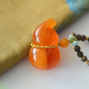天然胶皮料原矿满蜜鸡油红葫芦女款 项链吊坠14.1克无优化无烤色凯
