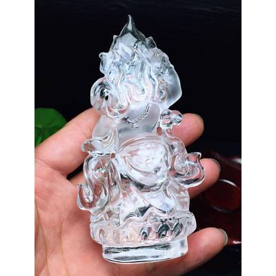 天然白水晶大黑天财神摆件 尺寸120*62*39mm重量219.4克配证yl0