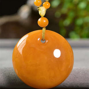 天然俄料原矿鸡油红花蜡公主扣女款 项链吊坠26.4克无优化无烤色凯