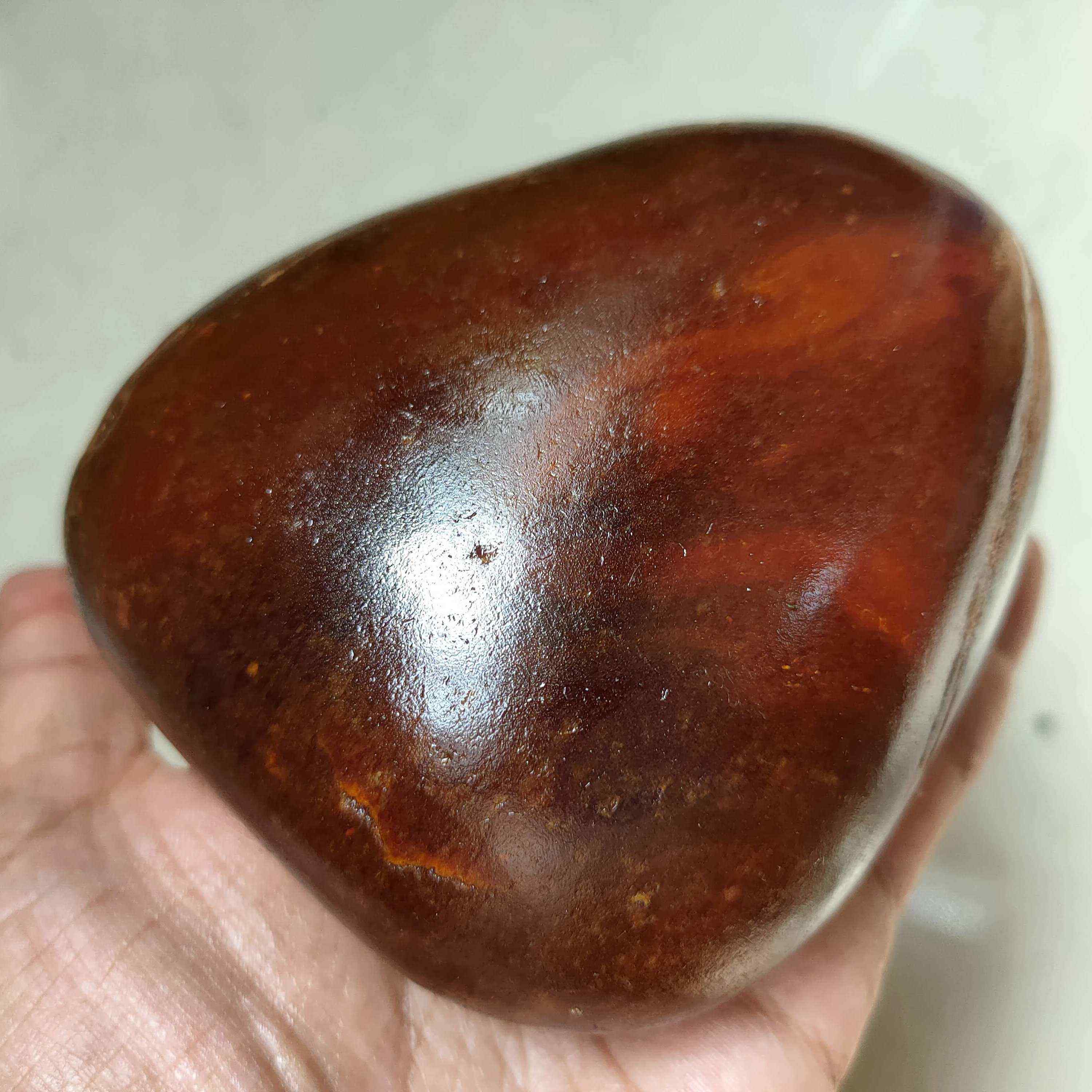 566g天然红沁红皮籽料原石无修原皮独籽饱满馒头料把件摆件可雕刻