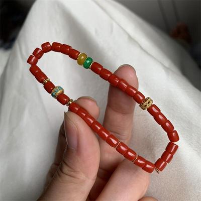 天然深牛血红珊瑚手链手串原色有机宝石阿卡沙丁深海红科西嘉颂