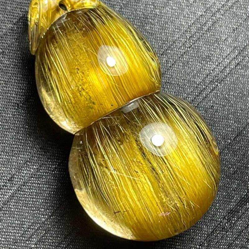 巴西天然水晶金发晶顺发晶葫芦男女款吊坠项链晶体通透50克礼物贺