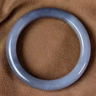 天然新疆和田玉烟紫青玉手镯平安镯玉质细腻油润老坑料56.2mm犹