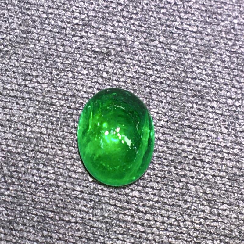 天然素面祖母绿椭圆形镶嵌裸石晶体净耳钉耳坠3.37ct吉尔德证书悠
