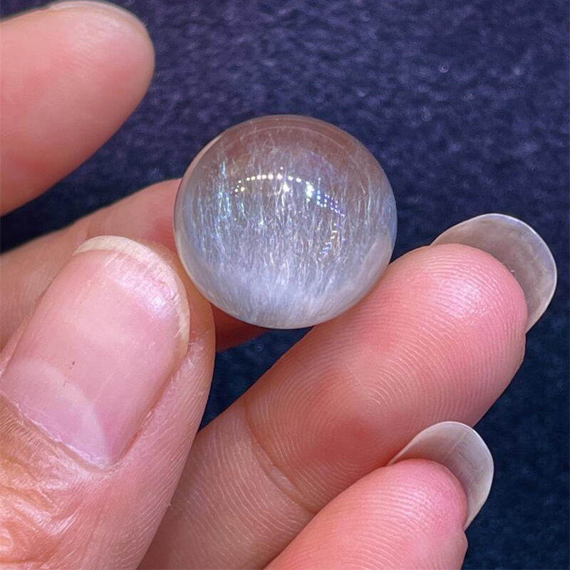 天然灰蓝色兔毛水晶聚宝盆单珠配珠转运珠猫眼礼物16.8mm邮
