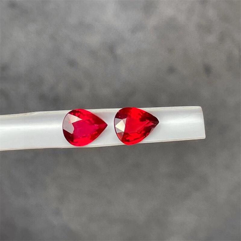 天然无烧鸽血红色红宝石水滴吉尔德证书火彩好1.6克拉耳坠戒指悠