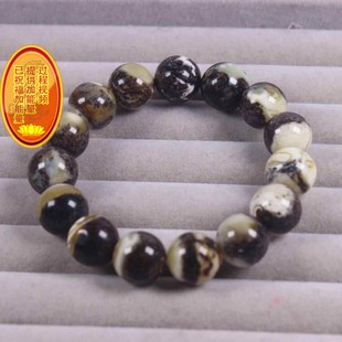 天然琥珀蜜蜡药珀奥利奥手链药蜜虫草珀白加黑手串轻搓药香味浓fj