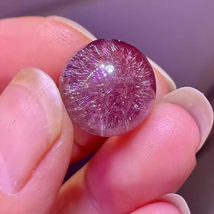 天然红烟花超七水晶三轮骨干超级七云母片全能单珠配珠15.6mm邮