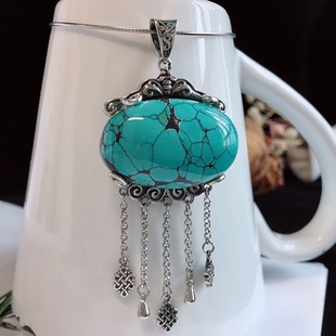 天然高瓷湖北原矿乌兰花吊坠项链高蓝釉级料S925银无油无水