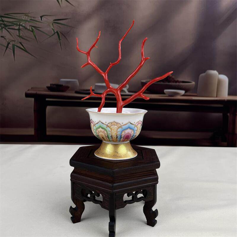 天然科西卡珊瑚树摆件24.55克有机宝石阿卡沙丁牛血红科西嘉