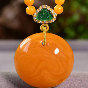 天然俄料原矿鸡油红花蜡公主扣吊坠女款 项链26.4克无优化无烤色凯