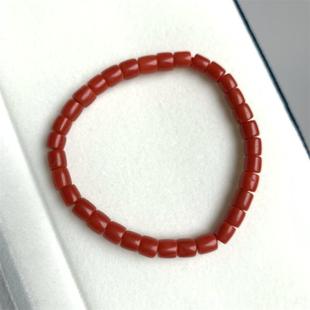 天然红珊瑚直切手串手链5.5mm原色阿卡沙丁牛血红深海红科西嘉颂