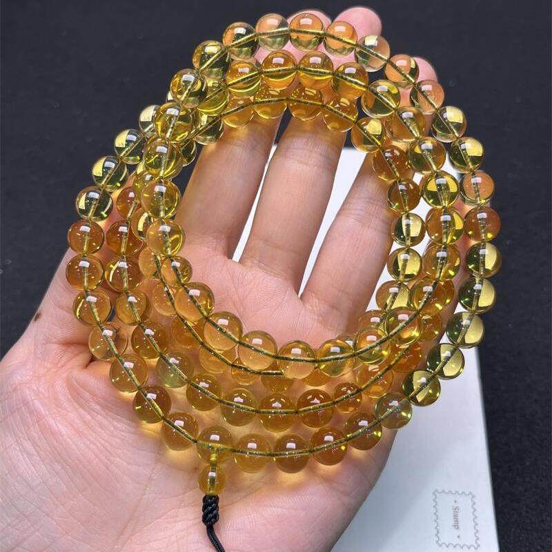 天然墨西哥原矿蓝珀佛珠108粒项链手链手串8.6mm无优化无烤色秀