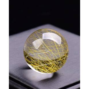 天然黄发晶31m顺发转运球摆件 时来运转 圆满 发晶招财进财配证ss