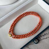 天然台湾莫莫珊瑚吊坠项链4.8 5.7mm原色momo有机宝石阿卡橘红速