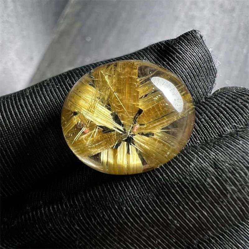 天然水晶金发晶巴西板钛晶猫眼花戒面锁骨坠吊坠项链5g原矿顺发邮