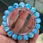 天然水晶海纹石拉利玛手链手串11mm海水蓝针钠钙石多米尼无优化速