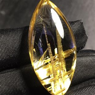 天然水晶金发晶巴西板钛晶猫眼水滴裸石吊坠项链17.7克原矿顺发邮