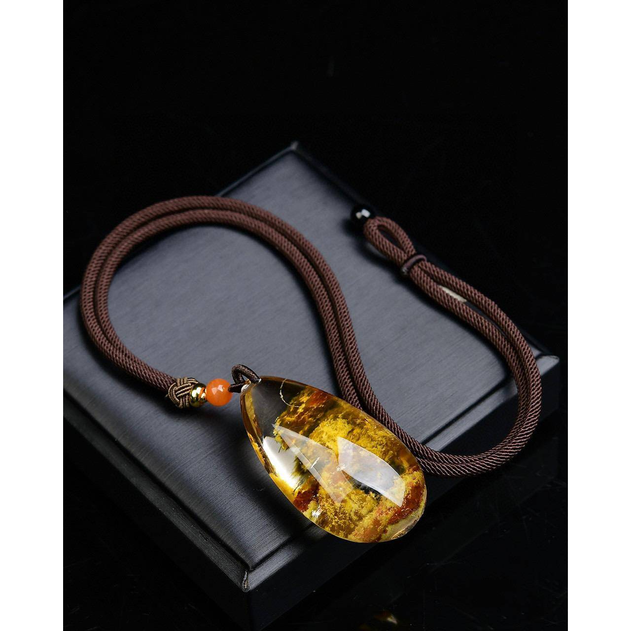 天然巴西黄幽灵水滴聚宝盆吊坠项链 规格53*29*22mm重45g配证书ss