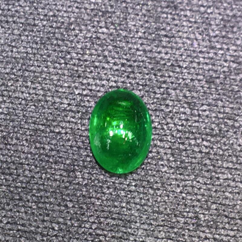 天然素面祖母绿椭圆形镶嵌裸石晶体净耳钉坠2.05ct吉尔德证书悠