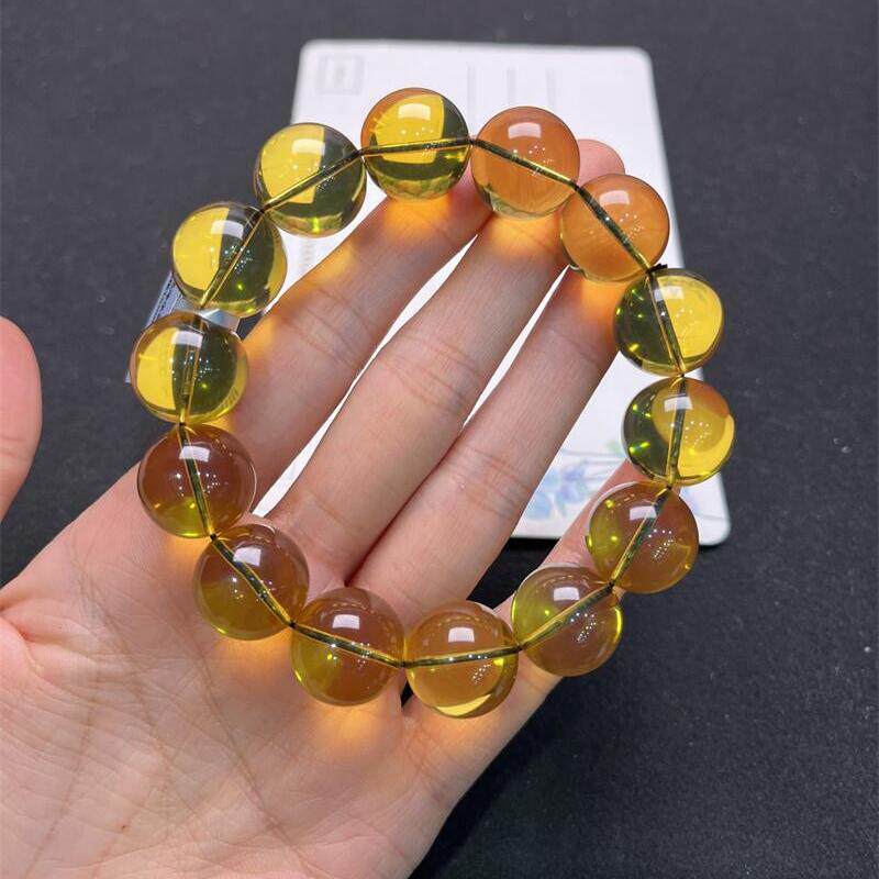 天然墨西哥蓝珀手链手串16mm天空蓝5A净水无优化无烤色琥珀