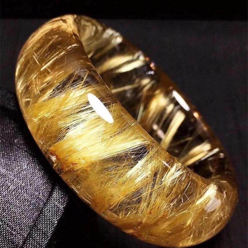 天然水晶巴西钛晶手镯58圈口金发晶钛晶板钛猫眼原矿几乎全净体贺