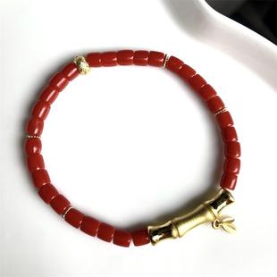 天然珊瑚直切手链手串4.5mm原色有机宝石阿卡沙丁牛血红科西嘉速