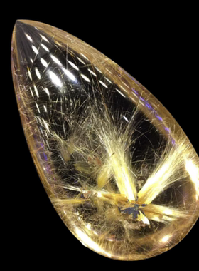 天然水晶巴西金发晶板钛晶花顺发猫眼水滴毛衣链吊坠项链66.9克夸