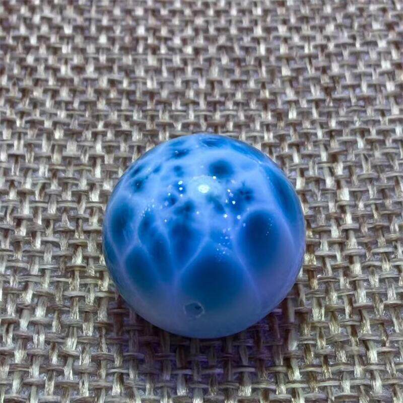 天然水晶海纹石单珠散珠17mm龟背满纹针钠钙石海蓝多米尼无优化