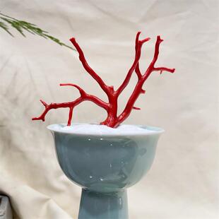 天然科西卡牛血红珊瑚树摆件21.3克原色有机宝石阿卡沙丁科西嘉速