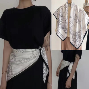 适用于爱马仕丝巾女2026新款高级感90大方巾百搭春秋款围脖领巾女