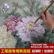 安徽纯手工四尺六尺超薄蝉翼云母熟宣纸工笔画专用临摹拷贝白描拓