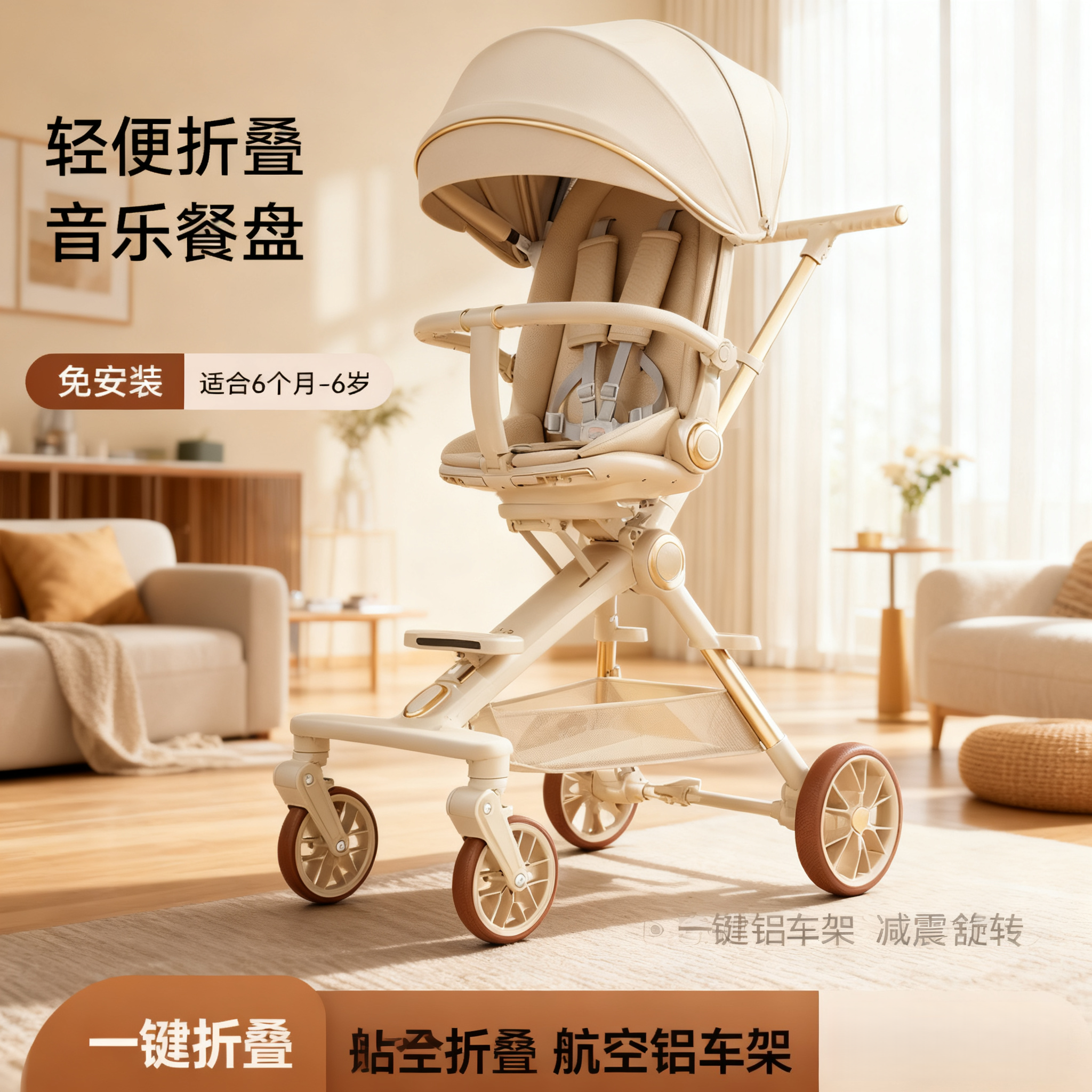 婴儿推车可坐可躺遛娃神器